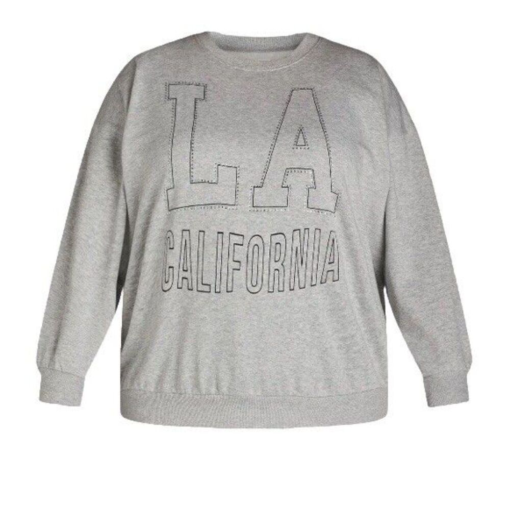 No Boundaries Women's Graphic Crewneck Pullover Sweatshirt Gray Size 2XLarge NWT